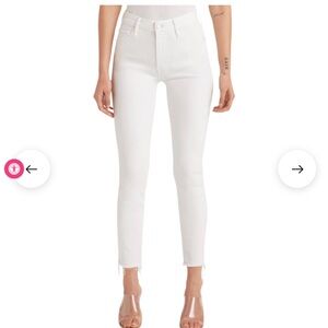 Mother White High Waisted Looker Ankle Fray